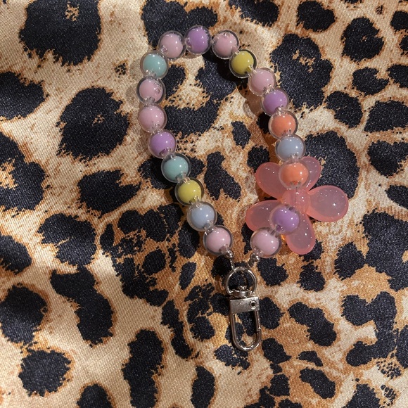 Pastel Beaded Keychain with Wrist Strap - Picture 3 of 4